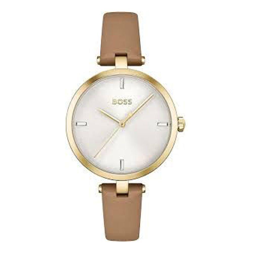Hugo Boss Beige Leather Dress Watch