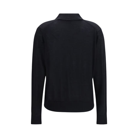 Loulou De Saison Black Cashmere Polo Shirt