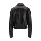 Versace Black Lamb Ovis Aries Aries Leather Jacket