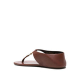 Saint Laurent Brown Lamb Leather Flip-Flop Sandals