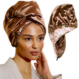 SMPL objects Satin Hair Wrap Towel Double Layer Curly Hair Turban Towel for Women - Satin Hair Drying Towel for Curly Hair (Pink - Bronze)…