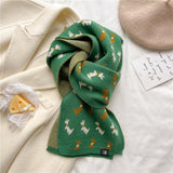 Wool Blend Animal Print Winter Scarf with Bow for Women