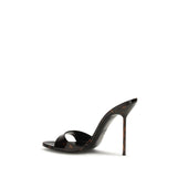 Paris Texas Black Calf Leather Bos Taurus Mules