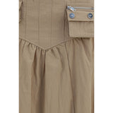 Ganni Beige Cotton Midi Skirt
