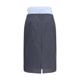 Prada Gray Cotton Midi Skirt