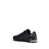 Dolce & Gabbana Black Calf Leather Bos Taurus Athletic Sneakers