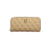 Guess Jeans Beige Polyurethane Women's Wallet with Functional Compartments