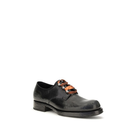 Prada Black Calf Leather Bos Taurus Oxfords And Derbies