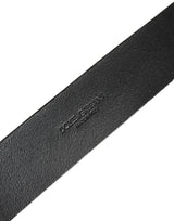 Dolce & Gabbana Black Leather Brushed Metal Buckle Men Belt