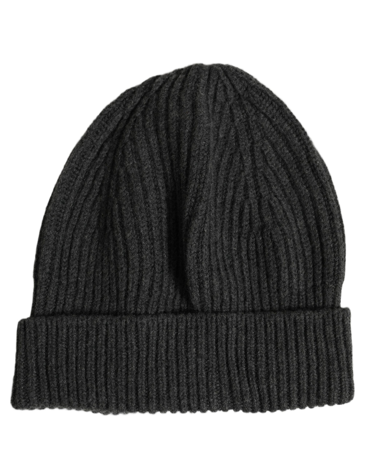 Dolce & Gabbana Men Charcoal Grey Ribbed Wool Knit Beanie One Size Hat