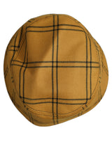 Dolce & Gabbana Men Dark Yellow Check Wide Brim Bucket Cap Hat