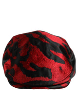Dolce & Gabbana Men Red Black Stripe Cotton Newsboy Capello Hat