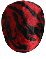 Dolce & Gabbana Men Red Black Stripe Cotton Newsboy Capello Hat