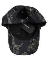 Dolce & Gabbana Men Black Floral Barocco Cotton Baseball Cap Hat