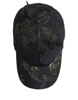 Dolce & Gabbana Men Black Floral Barocco Cotton Baseball Cap Hat