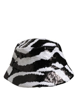 Dolce & Gabbana Men Black White Zebra Sequin Bucket Cap Hat