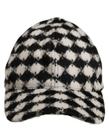 Dolce & Gabbana Men Black White Diamond Wool Baseball Cap Hat
