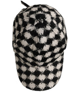 Dolce & Gabbana Men Black White Diamond Wool Baseball Cap Hat