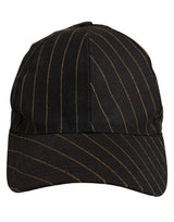 Dolce & Gabbana Black Gold Pinstriped Cotton Baseball Cap Hat