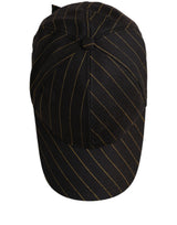 Dolce & Gabbana Black Gold Pinstriped Cotton Baseball Cap Hat