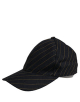 Dolce & Gabbana Black Gold Pinstriped Cotton Baseball Cap Hat