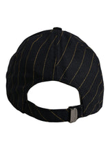 Dolce & Gabbana Black Gold Pinstriped Cotton Baseball Cap Hat