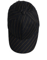 Dolce & Gabbana Black Gold Pinstriped Cotton Baseball Cap Hat