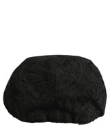 Dolce & Gabbana Men Black Floral Jacquard Newsboy Capello Hat