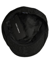 Dolce & Gabbana Men Black Floral Jacquard Newsboy Capello Hat