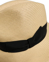 Dolce & Gabbana Men Beige Paper Straw Fedora Panama Capello Hat