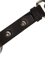 Dolce & Gabbana Black Plain Leather Silver Brass Keyring Holder Keychain