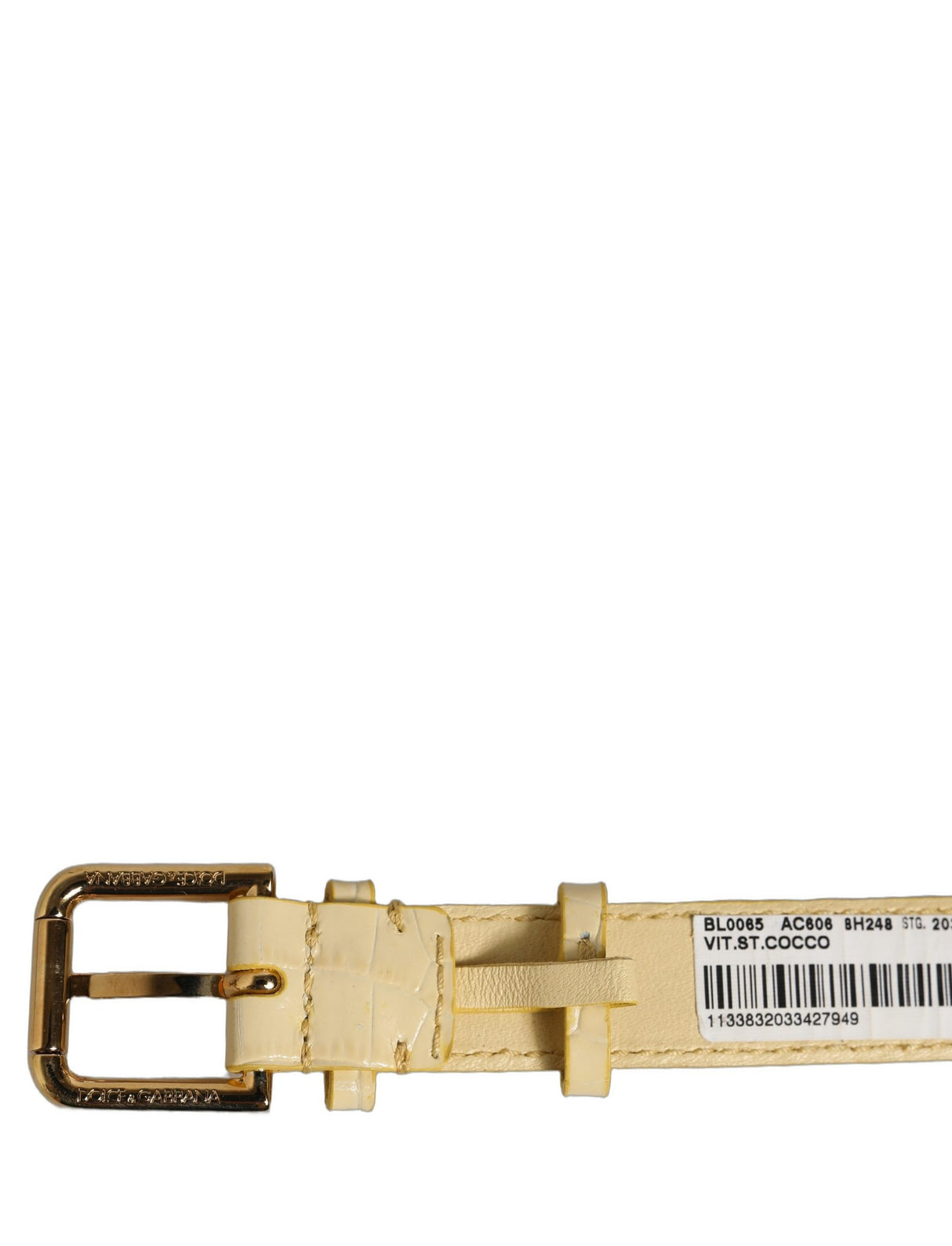 Dolce & Gabbana Beige Embossed Leather Gold Buckle Belt Strap Bracelet
