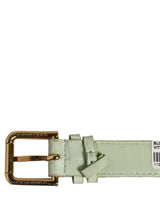 Dolce & Gabbana Green Embossed Leather Gold Buckle Belt Strap Bracelet