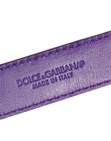 Dolce & Gabbana Violet Embossed Leather Gold Buckle Belt Strap Bracelet