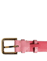 Dolce & Gabbana Pink Textured Leather Gold Buckle Belt Strap Bracelet