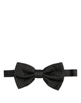 Dolce & Gabbana Men Black Polka Dot Silk Adjustable Neck Papillon Bow Tie