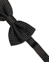 Dolce & Gabbana Men Black Polka Dot Silk Adjustable Neck Papillon Bow Tie