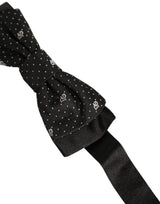 Dolce & Gabbana Men Black DG Polka Dot Adjustable Neck Papillon Bow Tie
