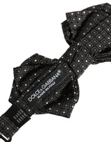 Dolce & Gabbana Men Black Polka Dot Silk Adjustable Neck Papillon Bow Tie