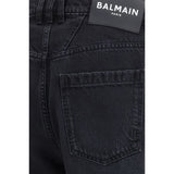 Balmain Black Cotton Straight-Leg Jeans