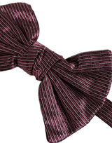 Dolce & Gabbana Men Maroon 100% Silk Adjustable Neck Papillon Bow Tie