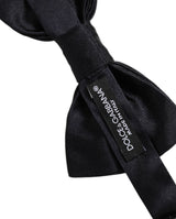 Dolce & Gabbana Men Black 100% Silk Adjustable Neck Papillon Bow Tie