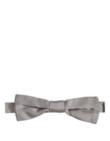 Dolce & Gabbana Men Gray 100% Silk Adjustable Neck Papillon Bow Tie