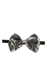 Dolce & Gabbana Men Black Silver Floral Adjustable Neck Papillon Bow Tie