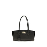 Ferragamo Black Calf Leather Bos Taurus Shoulder Bag