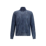 Etro Blue Silk Turtleneck