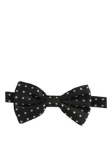 Dolce & Gabbana Black White Polka Dot Adjustable Neck Papillon Bow Tie