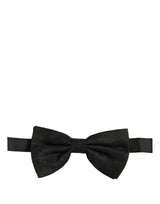 Dolce & Gabbana Men Black Silk Brocade Adjustable Neck Papillon Bow Tie