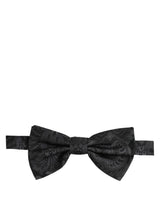 Dolce & Gabbana Men Black Paisley SIlk Adjustable Neck Papillon Bow Tie