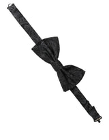 Dolce & Gabbana Men Black Paisley SIlk Adjustable Neck Papillon Bow Tie